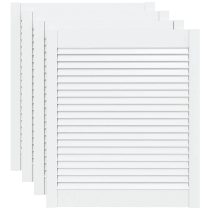 Vrata za omarico z letvicami 4 kosi bela 69x59,4 cm borovina